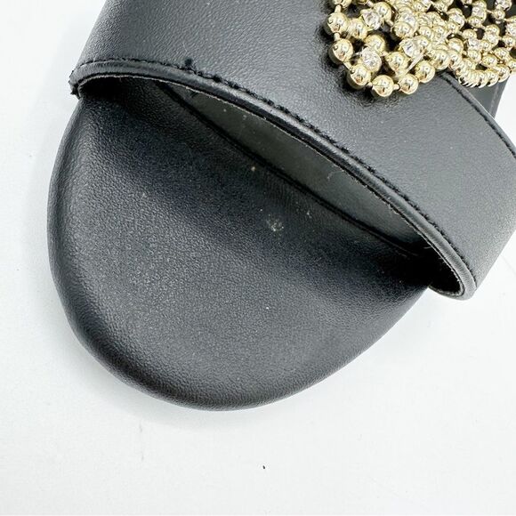 Thalia Sodi‎ Black Tibby Gold/Crystal Mesh Embellished Wedge Open-Toe Sandals 5M - Picture 11 of 16